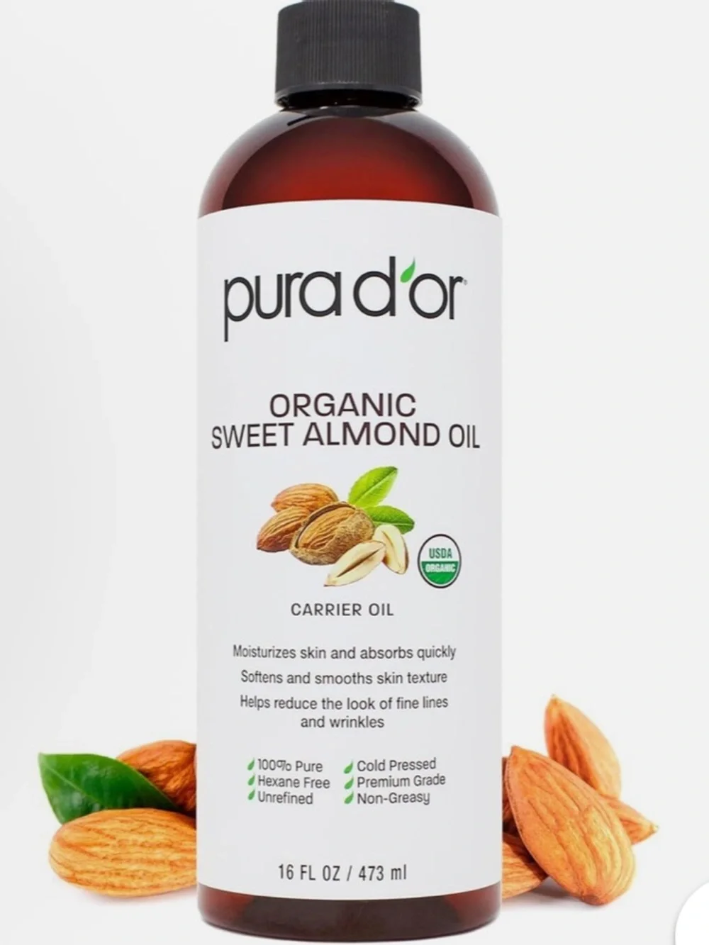 Purador Organic Sweet Almond Oil - with Pump 16 oz